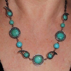 Collier tendance bohème turquoise unique, collier en argent contemporain élégant, bijoux Bohème turquoise et argent, cadeau pour elle