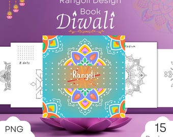 Rangoli Design Book for Diwali, Easy to Difficult Mandala Design, Mandala Colouring Book, Rangoli PDF + PNG files, Diwali Party Decor + Gift