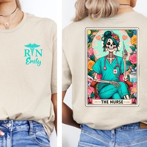 Personalized Skeleton Nurse Tarot Card T-shirt