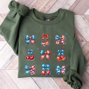 Coquette USA Bow Sweatshirt: Patriotic Fourth of July Sweater
