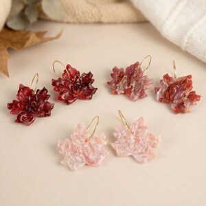 Ahornblatt Ohrringe | Polymer Clay Ohrringe | Herbst Schmuck | Maple Leaf Earrings | rote rosa Autumn Ohrringe