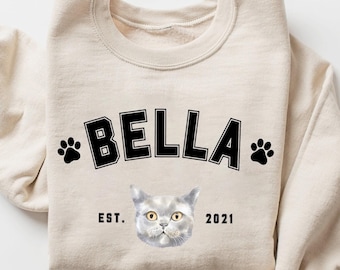 Custom Pet Photo Sweatshirt, Personalized Cat or Dog Crewneck