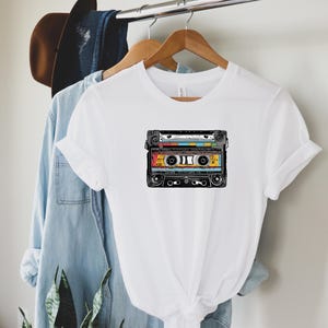 Rock Cassets Tape Printed Shirt, 80's Rock T-Shirt, Cassette Tape Graphic Tee, Retro Cassette Shirt, Music Lover Gift, Holiday Gift, Vintage