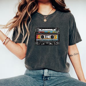 Rock Cassets Tape Printed Shirt, 80's Rock T-Shirt, Cassette Tape Graphic Tee, Retro Cassette Shirt, Music Lover Gift, Holiday Gift, Vintage