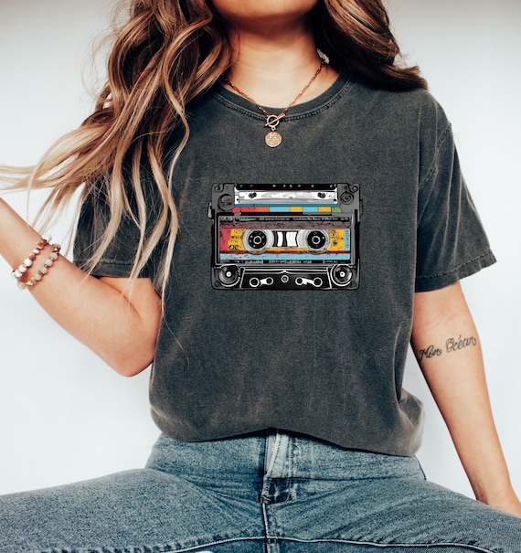 Rock Cassette Tape Graphic Tee, 80s Retro Music Shirt
