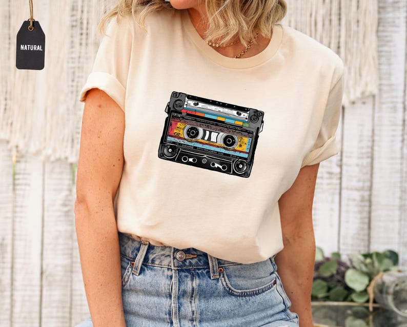 Rock Cassets Tape Printed Shirt, 80's Rock T-Shirt, Cassette Tape Graphic Tee, Retro Cassette Shirt, Music Lover Gift, Holiday Gift, Vintage