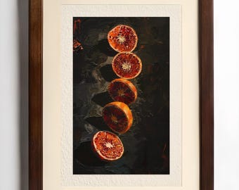 Blutorange Stillleben Print: Dunkel Stimmung Küche Wandbild