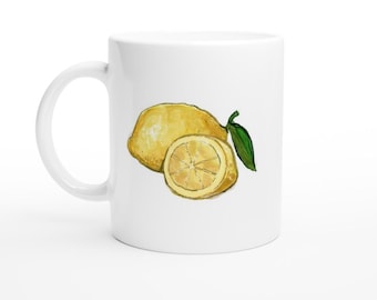Lemon Mug, Coffee Mug, Lemon Design, Fruit Mug, Hot Chocolate, Yellow Mug, Citron