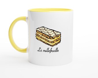 Millefeuille Mug - Yellow, Mille-Feuille Mug, Paris, France, Hot Chocolate, Coffee Cup, French Pastry, Dessert, Coffee Mug, Napoleon