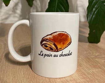 Pain au Chocolat Mug, Chocolate Croissant, Coffee Cup, Hot Chocolate, Paris, French Café, France, Viennoiserie