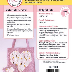 The Happy Heart Quilted Tote and Pouch Bag Sewing Pattern Instant Download By Rebecca Danger For B In The Studio Quilt Bag Pattern image 2