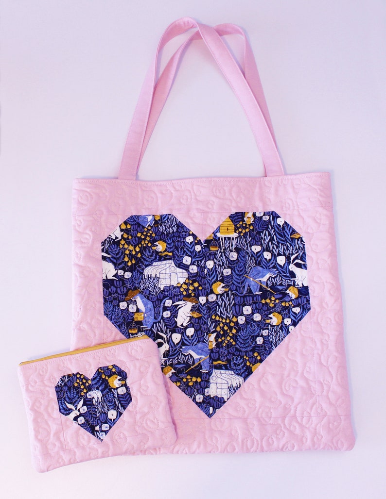 The Happy Heart Quilted Tote and Pouch Bag Sewing Pattern Instant Download By Rebecca Danger For B In The Studio Quilt Bag Pattern image 10