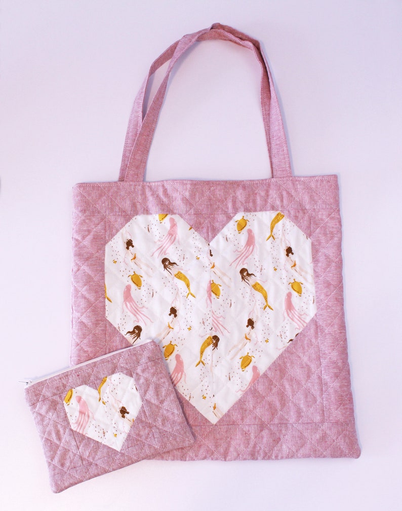 The Happy Heart Quilted Tote and Pouch Bag Sewing Pattern Instant Download By Rebecca Danger For B In The Studio Quilt Bag Pattern image 3