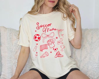 Camiseta de Garabatos de Mamá Futbolista, Ropa Unisex, Camiseta Deportiva, Regalo para Mamás Futbolistas, Ropa Casual, Ropa Deportiva
