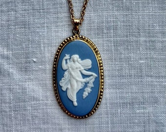 Blue Blue Goddess Cameo, Classic Wedgewood cameo pendant, a perfect gift, Vintage Wedgewood, Vintage Cameo, Cameo pendant, TwoSwansSwimming