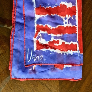 Vintage Vera Neumann Silk Scarf: Red & Purple Abstract Design