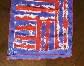 Red & purple/blue abstract Vera Neumann scarf: vintage accessories