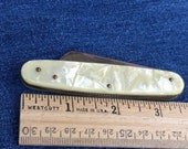 Simple Ulster Knife, yellow faux mother of pearl, vintage pocket knife, cutting tools, camping knife, whittling knife, TwoSwansSwimming