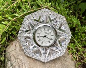 Stunning Waterford Crystal diamond shaped clock, Lismore pattern, vintage clock, crystal clock, Boudoir clock, TwoSwansSwimming