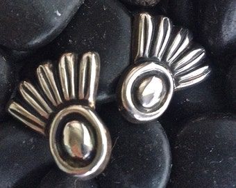 Mid Century earrings, hand-made Mexican earrings, Sterling Silver Earrings, vintage jewelry, screw back earrings,  TwoSwansSwimming