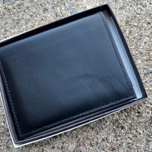 Billetera de cuero de calidad para hombre, billetera de cuero vintage, billetera de cuero negro, clip de cuero para billetes, billetera NOS, billetera con caja de regalo, TwoSwansSwimming