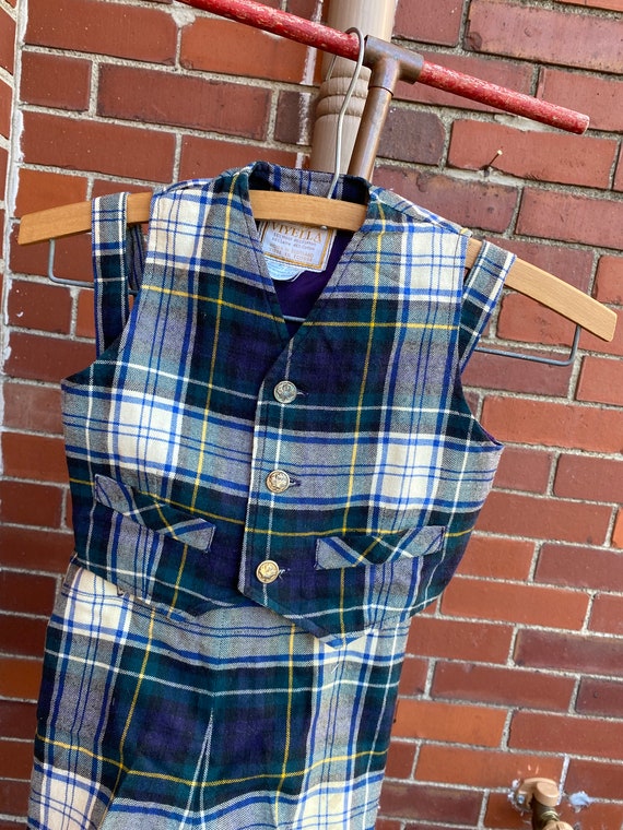 Little boys plaid shorts, vest and hat, toddler p… - image 3