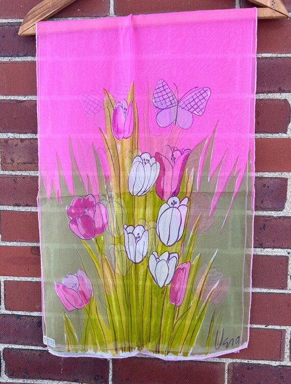 Tulips scarf Vera Neumann,Happy spring, long narro