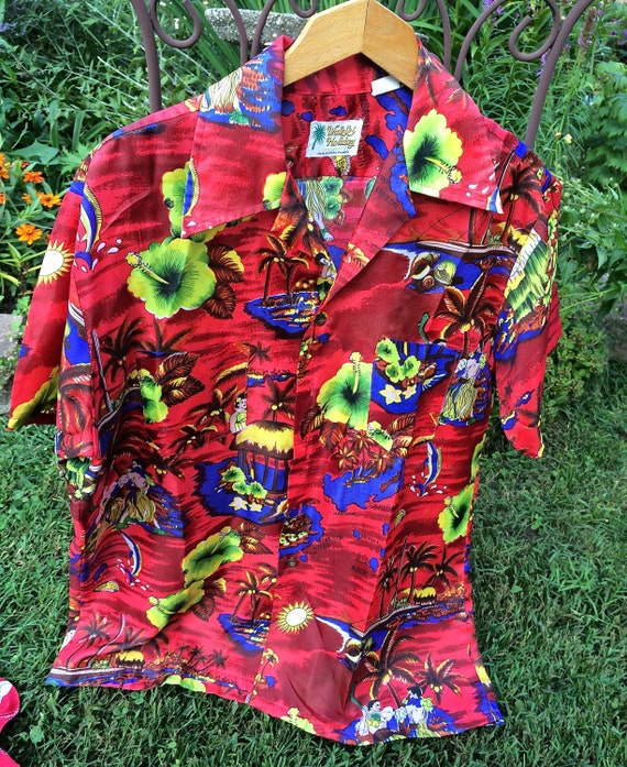 Tropical  Hawaiian shirt, Waikiki Holiday vintage… - image 1