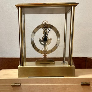 Vintage Eames Brass Mantle Clock: Mid-Century Modern Desk Decor