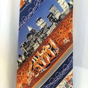 Silk Graffiti Necktie: Urban Cityscape Art Tie