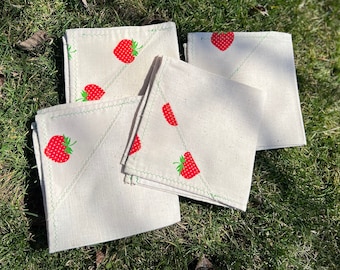 1970s vintage strawberry napkins