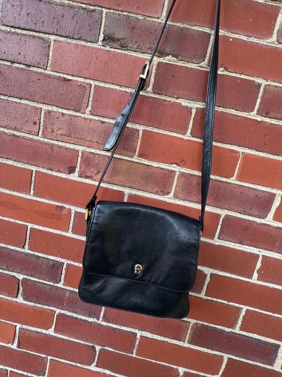 Etienne Aigner black leather purse, cross body bag