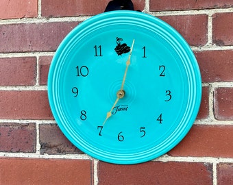 Ole! Fiesta ware wall clock, Authentic turquoise Fiesta ware, vintage clock, wall clock, Ceramic wall clock, Home decor, TwoSwansSwimming