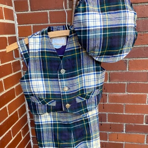 Little boys plaid shorts, vest and hat, toddler party suit, Ring bearer suit, plaid suit, toddler church clothes, boys plaid suit, image 5