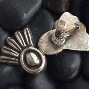Handmade Mexican Sterling Silver Earrings: Mid Century Screw Back Design