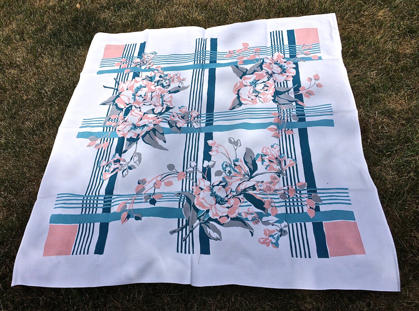 Mantel floral vintage verde azulado melocotón y blanco ropa | Etsy