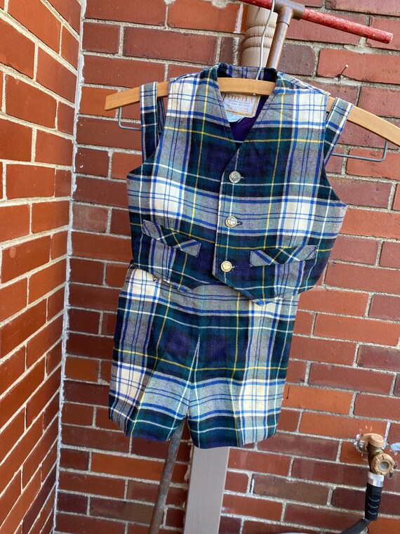 Little boys plaid shorts, vest and hat, toddler p… - image 2