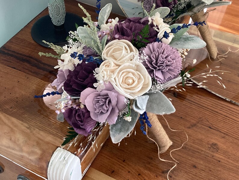 Wisteria and Plum Sola Wood Flower Bouquet Wedding Flowers Etsy