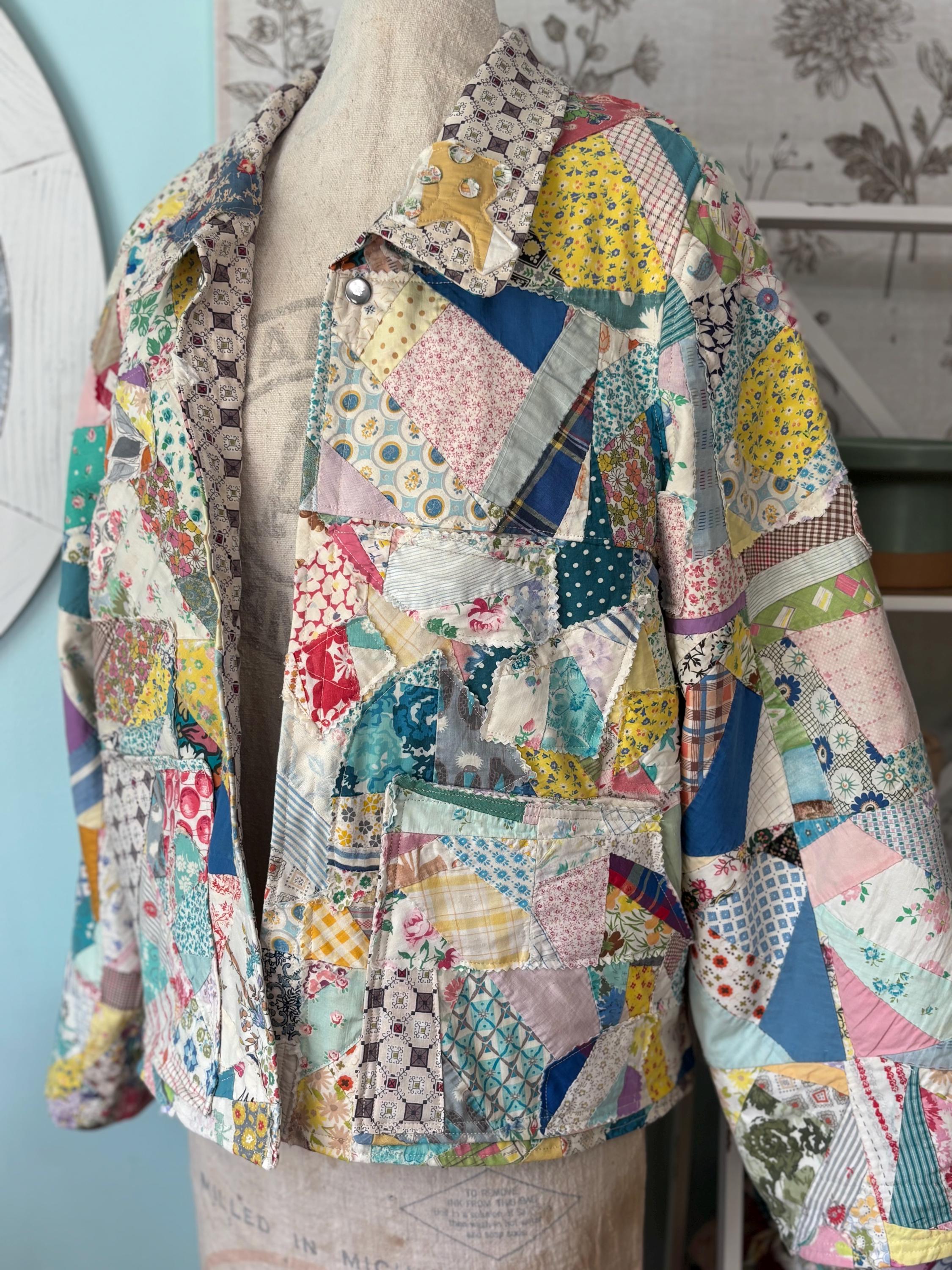 OOAK Jacket Made From a Vintage Quilt - Feed Sacks - Flour