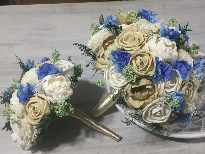 champagne and dusty blue wedding