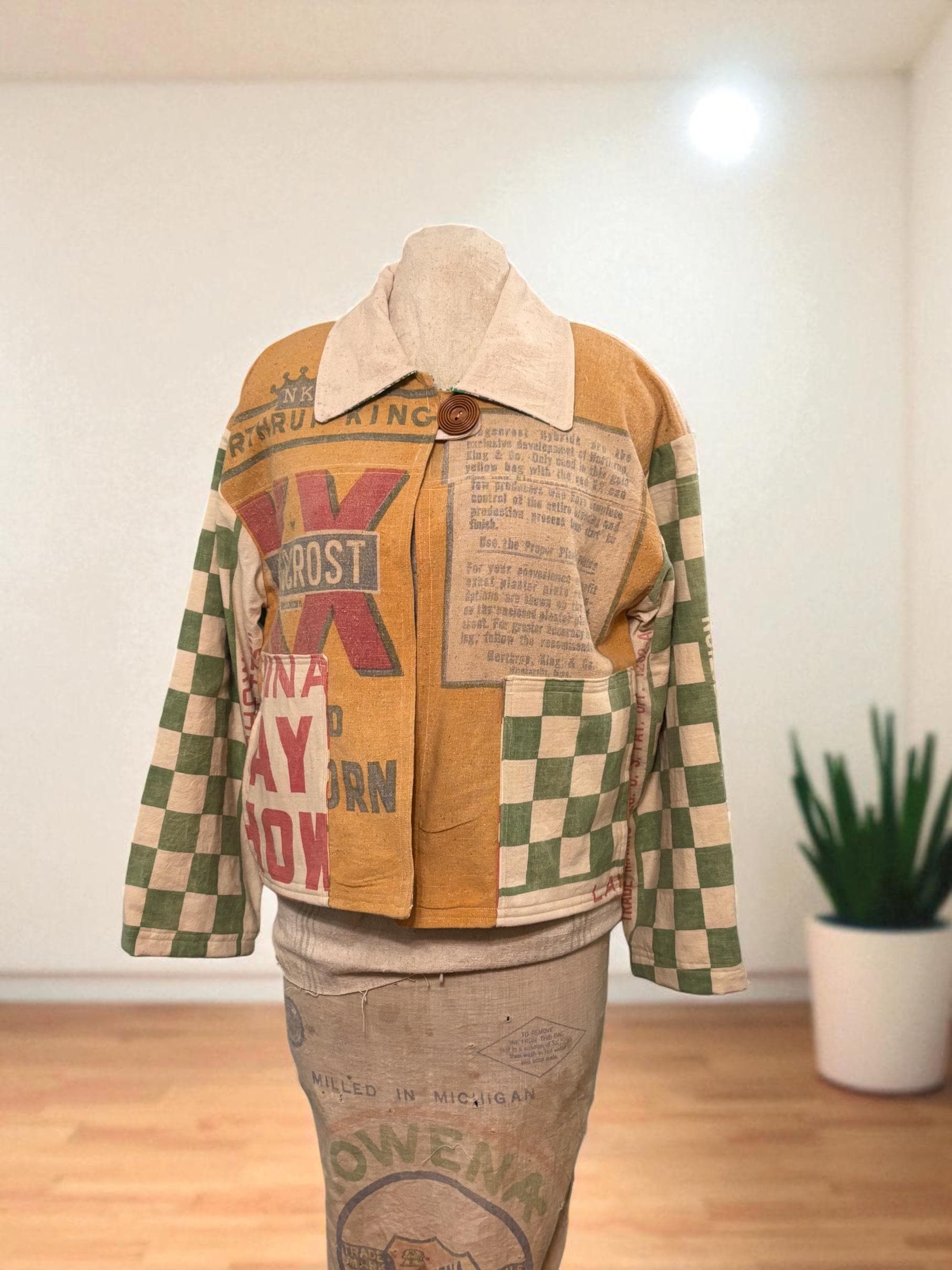 ジャケット・アウター vintage fabric feed sack jacket ジャケット・アウター vintage fabric feed sack jacket Feed