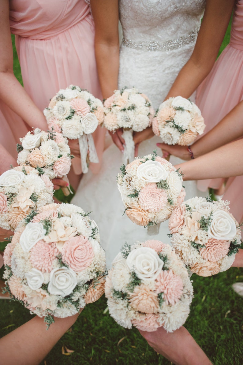 Peach and Ivory Wedding Bouquet sola flowers choose colors ...