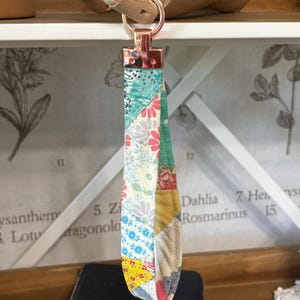 OOAK key fob wristlet made with vintage quilt