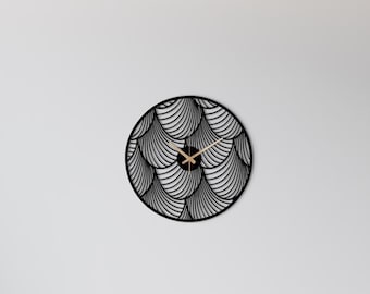 Reloj de pared espiral negro moderno, decoración silenciosa para el hogar