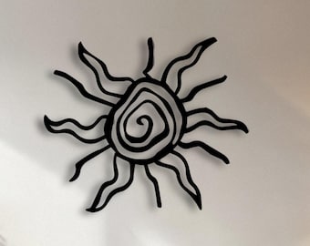 Metal Wacky Sun Wall Art, Hippie Outdoor Decor, Unique Porch Gift