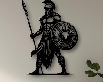 Spartan Warrior Metal Wall Art, Greek Soldier, Gym Decor