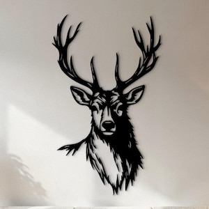 Metall Hirschkopf Wandkunst, Laser geschnitten Hirsch Silhouette