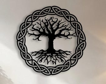 Yggdrasil Tree of Life Metal Wall Art, Viking Decor