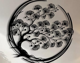 Ginkgo Tree Leaf Metal Wall Art – Zen Nature-Inspired Wall Decor