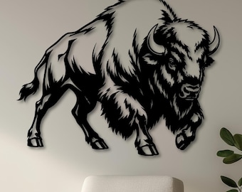 Bison Metal Wall Art – American Buffalo Silhouette Rustic Western Decor